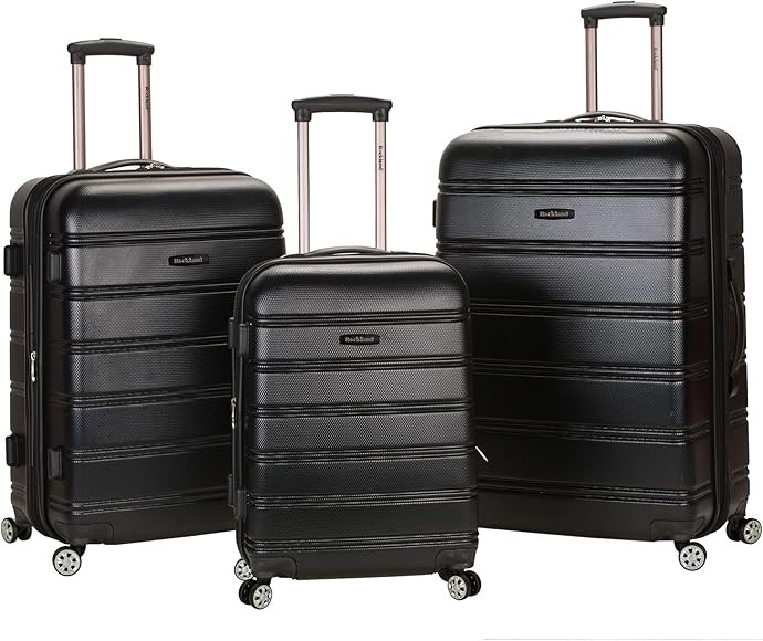 Rockland Melbourne Hardside Expandable Spinner Wheel Luggage, Black, 3-Piece Set (20/24/28) | Amazon (US)