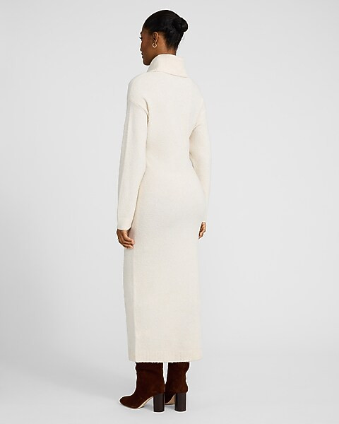 Boucle Turtleneck Long Sleeve Maxi Sweater Dress | Express