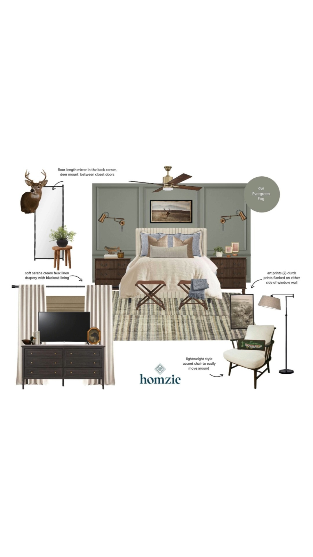 Cabin inspired guest bedroom design featuring bed frame, bedding, accent pillows, sconces, curtains, rug, accent chair, decor, etc.

#LTKHome #LTKFinds #LTKFavorites #HomeStyleDaily 

 #LTKHome #LTKStyleTip #LTKFamily