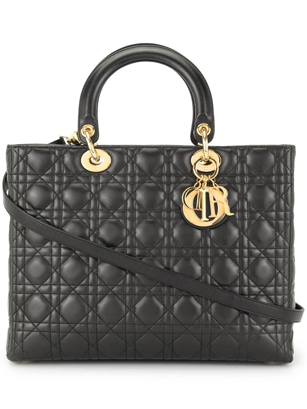 Christian Dior Vintage Lady Dior 2way Hand Bag - Black | FarFetch US
