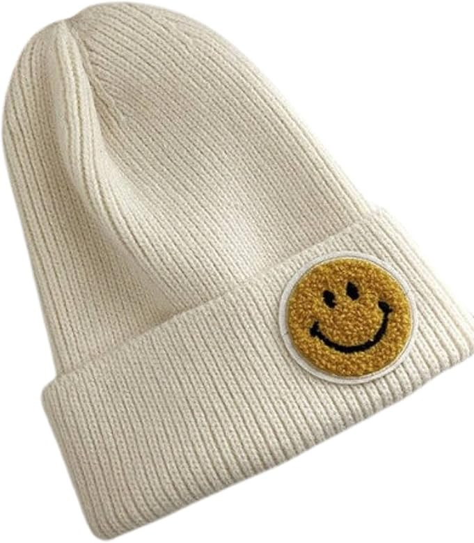 Men and Women Comfy Winter Knit Beanie Hat with Smiley Face | Amazon (US)