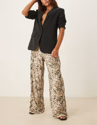 Vila pull on wide leg trousers in snake print | ASOS | ASOS (Global)