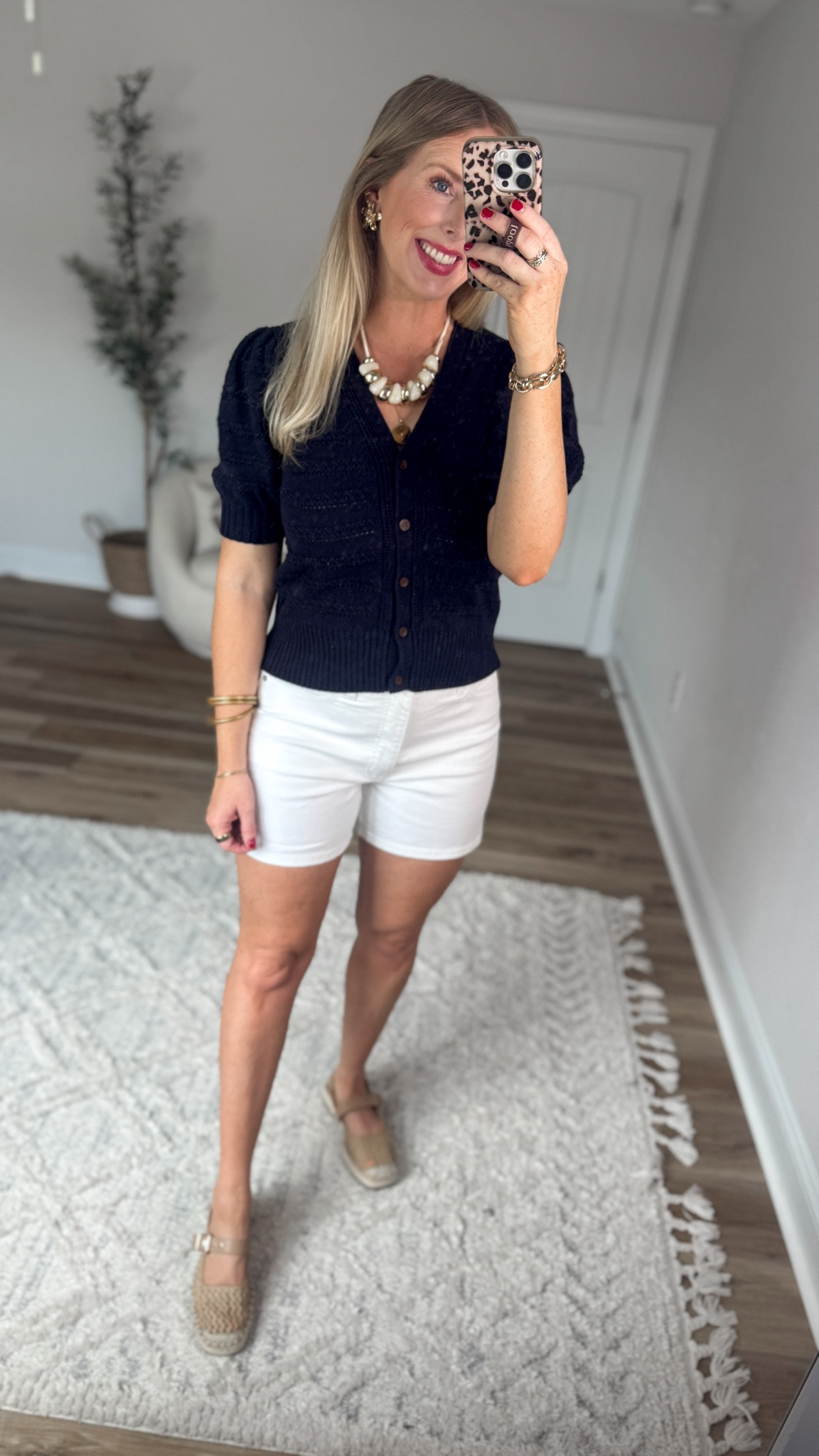 Daily try on, Walmart outfit, Walmart fashion, Walmart try on, free assembly, time and tru, white shorts 

#LTKootd #LTKmomlife