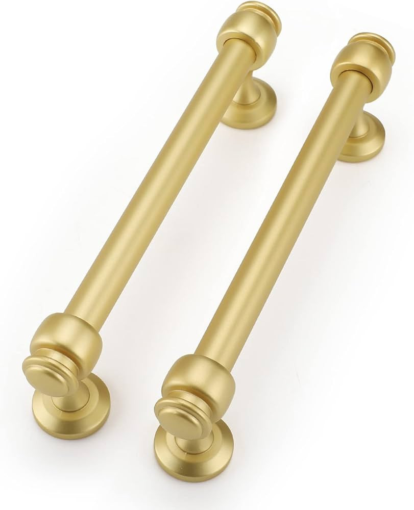 Haliwu 10 Pack Gold Cabinet Handles, Brushed Brass Cabinet Pulls Gold Kitchen Cabinet Handles Bar... | Amazon (US)