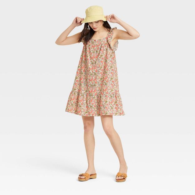 Women's Flutter Sleeveless Short Dress - Universal Thread™ Coral Orange | Target