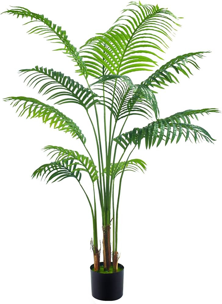 Artificial Golden Cane Palm Tree 5Feet Faux Plant for Home Decor Indoor Outdoor Faux Areca Palm T... | Amazon (US)