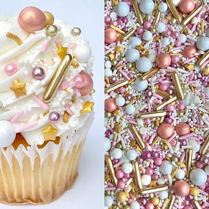 Sprinkles | Rose gold sprinkle | Pink and gold sprinkles | Sprinkle mix | Cake sprinkles | Jimmie... | Amazon (US)