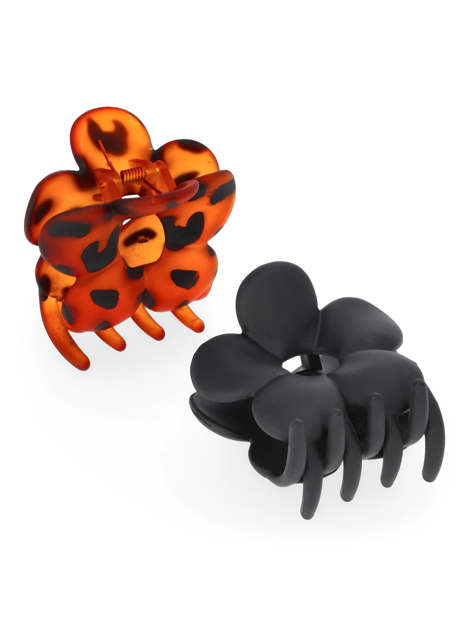 No Boundaries Women's Flower Claw Clips, 2-Piece, One Size, Black Multi | Walmart (US)