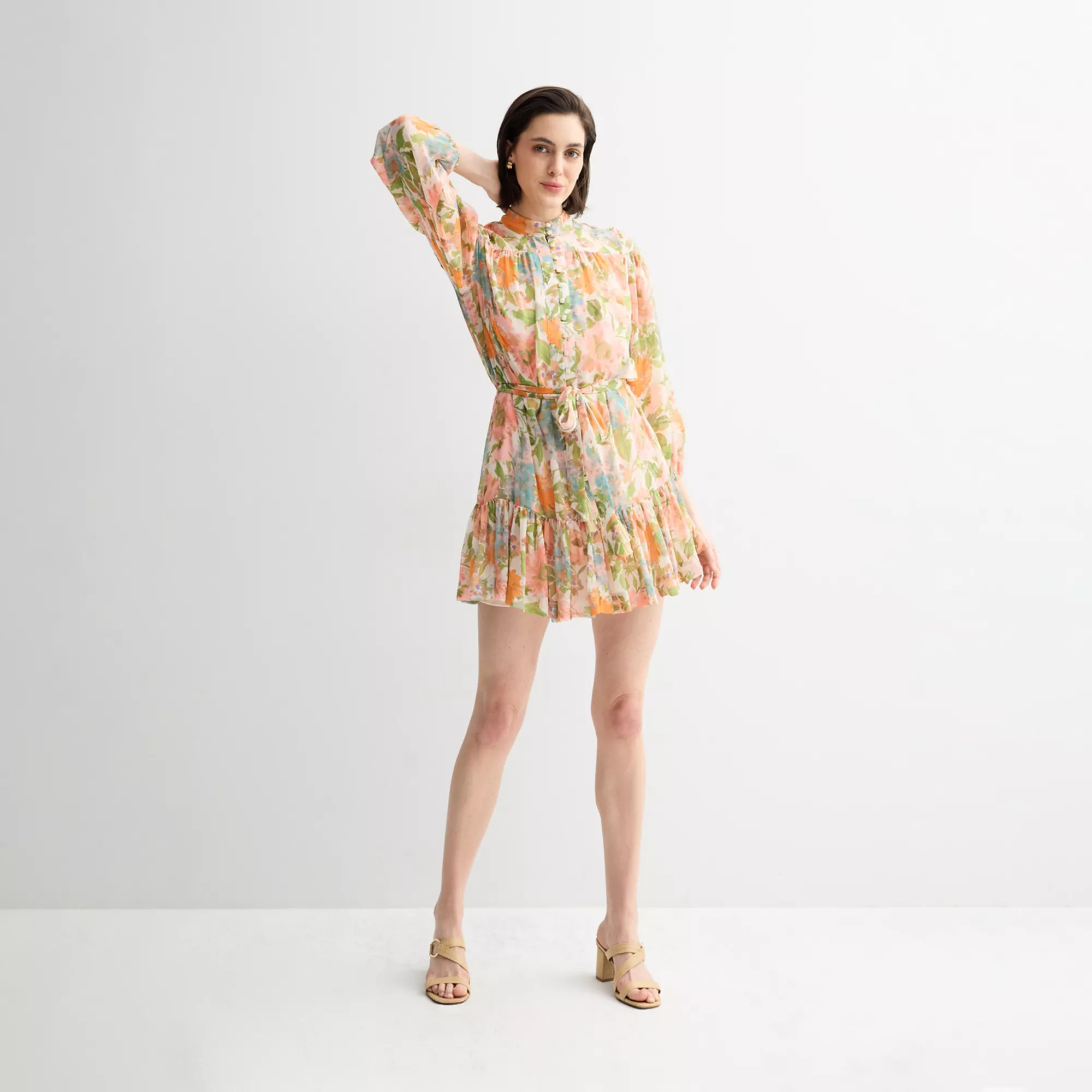 Women's Taylor Mandarin Collar Long Sleeve Shirt Dress | Kohl's