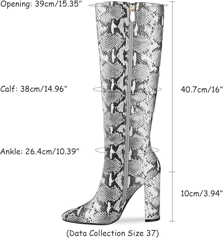 WETKISS Womens Knee High Colorful Snakeskin Boots, Snake Print Chunky High Heels Pointed Toe Zipper  | Amazon (US)