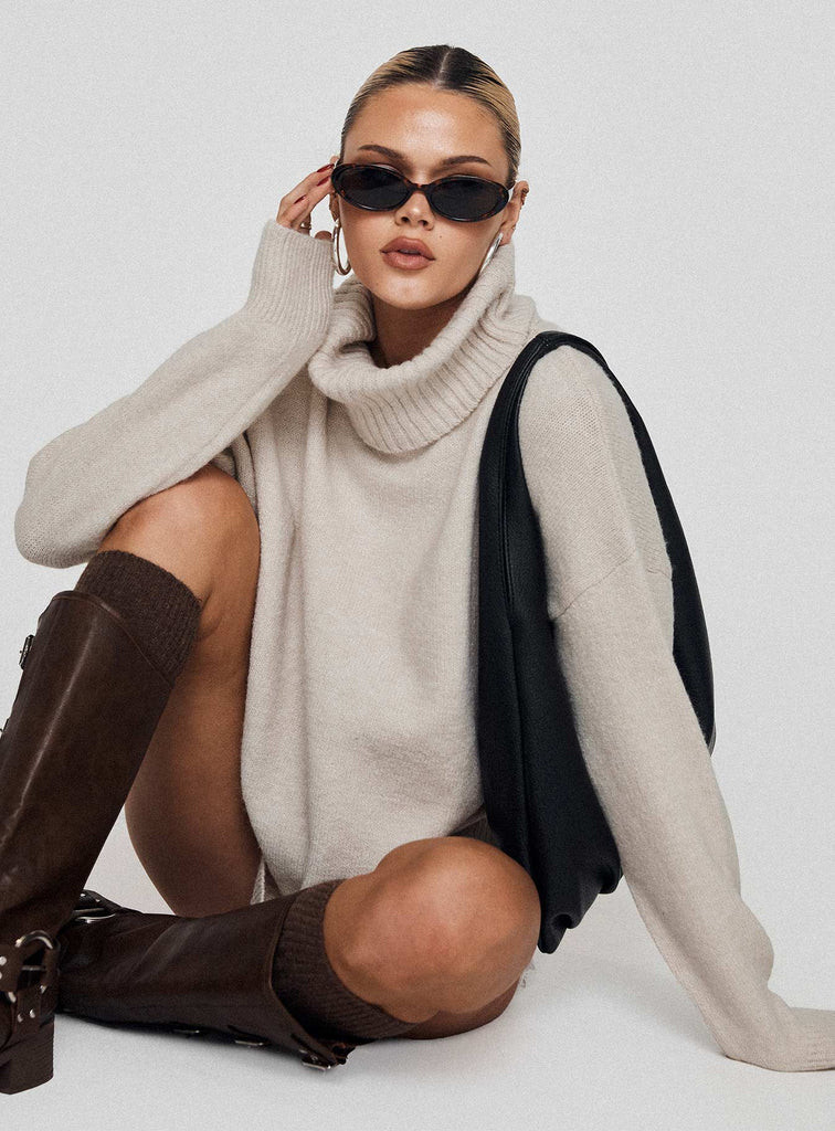 Oswin Turtleneck Sweater Oatmeal | Princess Polly US