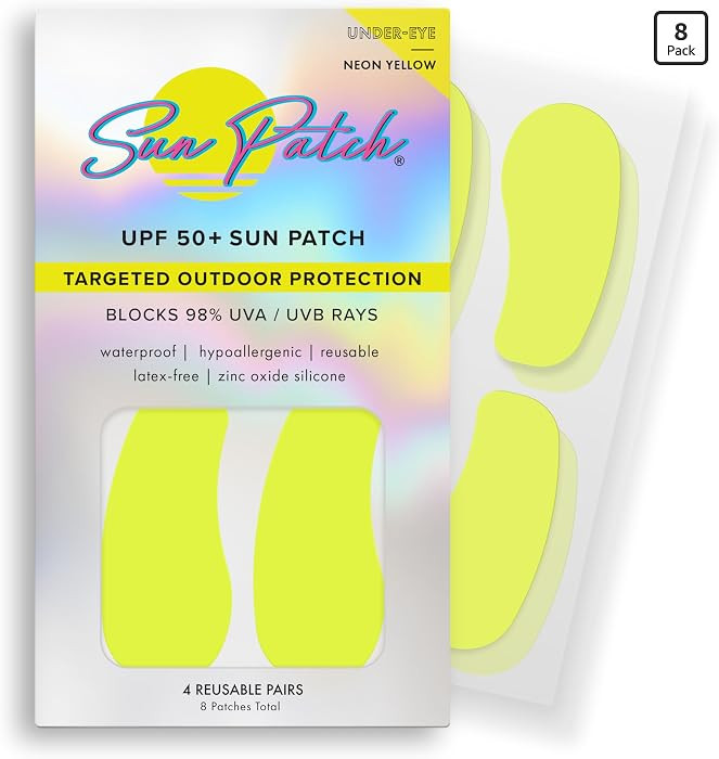 Sun Patch, Hypoallergenic Sun-Screen Under Eye Patches, 100% Silicone UPF-50 UV Protection, Reusa... | Amazon (US)