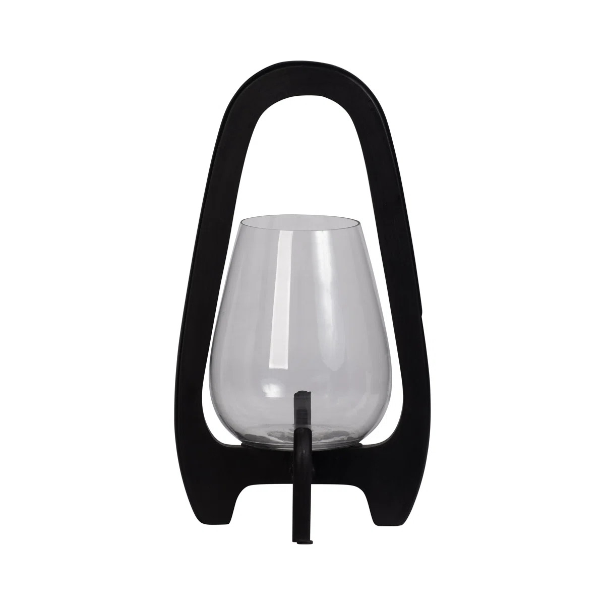Sculpted Wood Glass Hurricane Lantern, For Decorative Use, Mango Wood and Glass | Wayfair North America