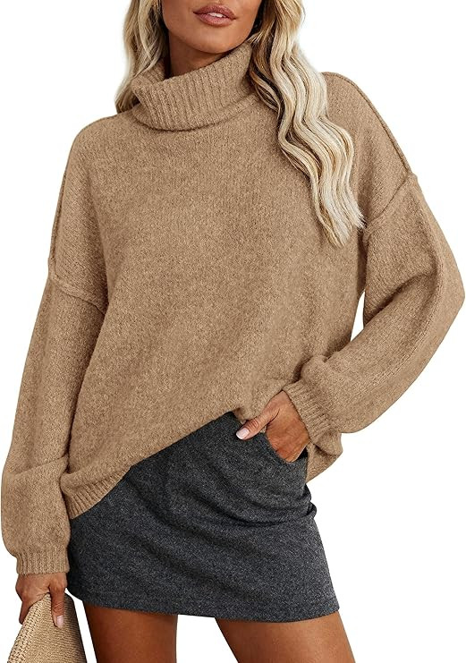 PRETTYGARDEN Oversized Sweaters for Women Fall Clothes 2025 Long Sleeve Mock Neck Tops Chunky Kni... | Amazon (US)