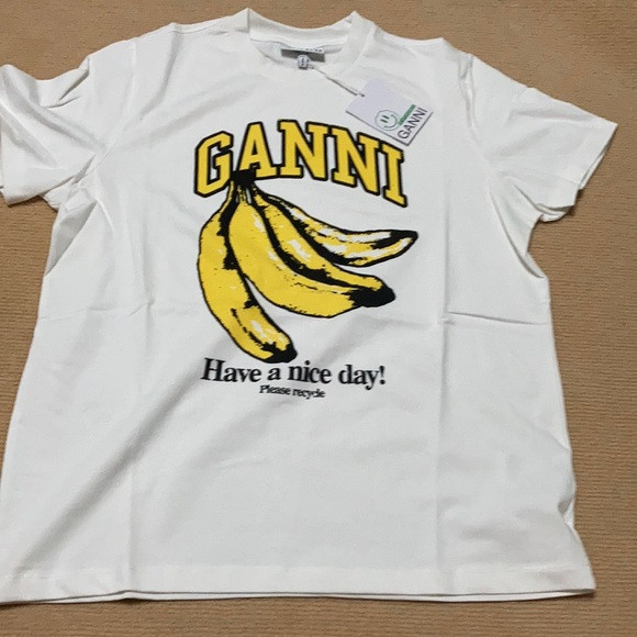 Ganni women’s Banana logo top size large | Poshmark