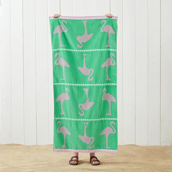 Great Bay Home Large Beach Towel Set of 2 - Green and Pink Beach Towels for Adults - Lightweight ... | Amazon (US)