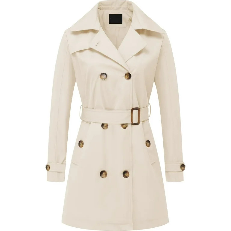 Chrisuno Trench Coats for Women Spring Lightweight Belted Raincoat White S | Walmart (US)