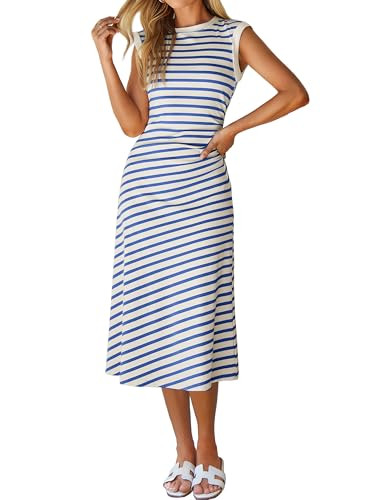 Glamaker Women Summer Tshirt Midi Dress Soft A Line Cap Sleeve Casual Sun Dress for Work Beach Va... | Amazon (US)
