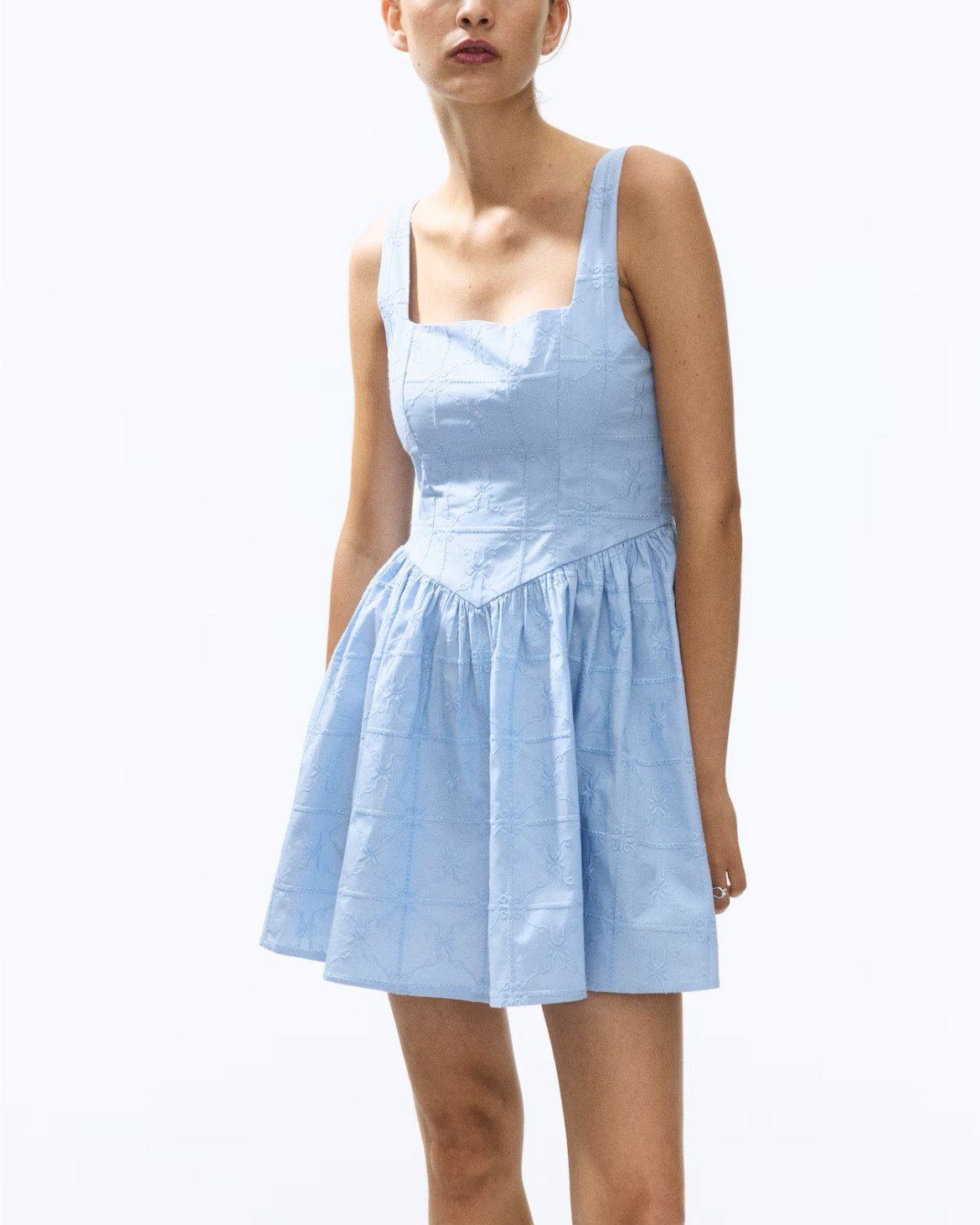 Embroidered baby blue smocked corset sundress 

#LTKSeasonal