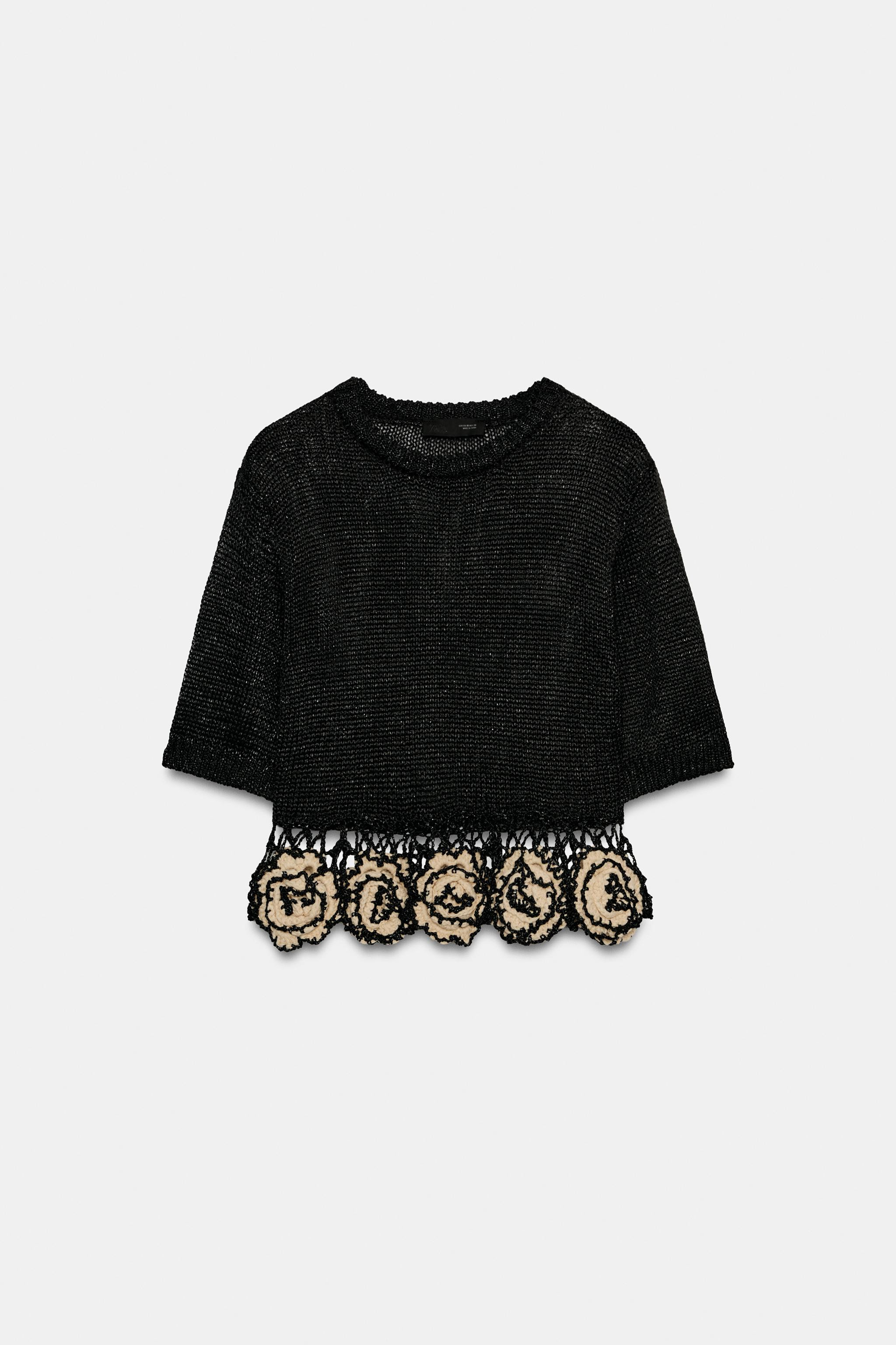 TEXTURED FLORAL KNIT TOP | Zara US