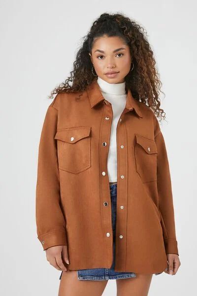 Faux Suede Drop-Sleeve Shacket | Forever 21