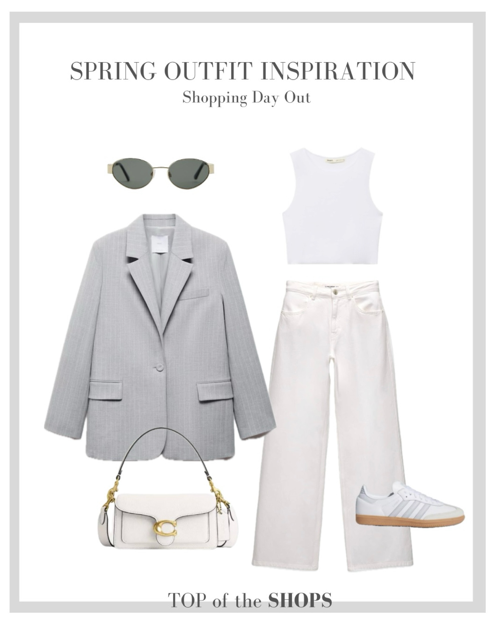 Spring Style, Spring Outfit Inspiration, H&M, Wardrobe Staple, Capsule Wardrobe, White Jeans, Grey Pinstripe Blazer, Coach Bag, White Tank Top, Sunglasses 

#LTKSeasonal #LTKeurope #LTKstyletip
