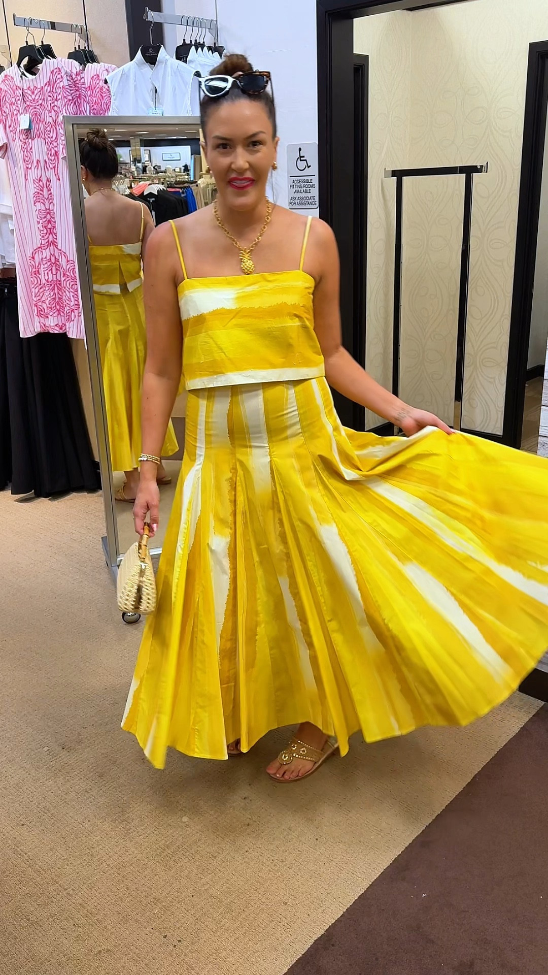 This beautiful set is a new collaboration with M.G. Style x Antonio Milani at Dillards! Such a beautiful yellow print for summer 🍋☀️💛

Love that it comes as a 2 piece set so you don’t need to purchase both pieces separately! It does not have a liner so it’s perfect for the summer heat 🔥

I’m 5‘6“ and find this set run slightly small. I’m wearing a size 6 and it’s very fitted! Go up one if you’re between sizes ✨

#LTKstyletip #LTKtravel #LTKSeasonal