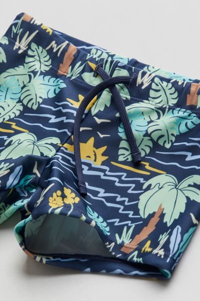 Swim Trunks - Blue/palm trees - Kids | H&M US | H&M (US + CA)