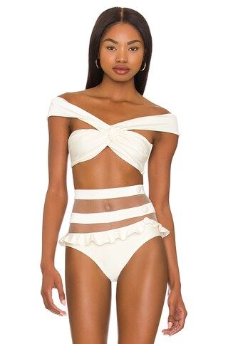 PatBO Off-the-Shoulder Bikini Top in Ivory from Revolve.com | Revolve Clothing (Global)