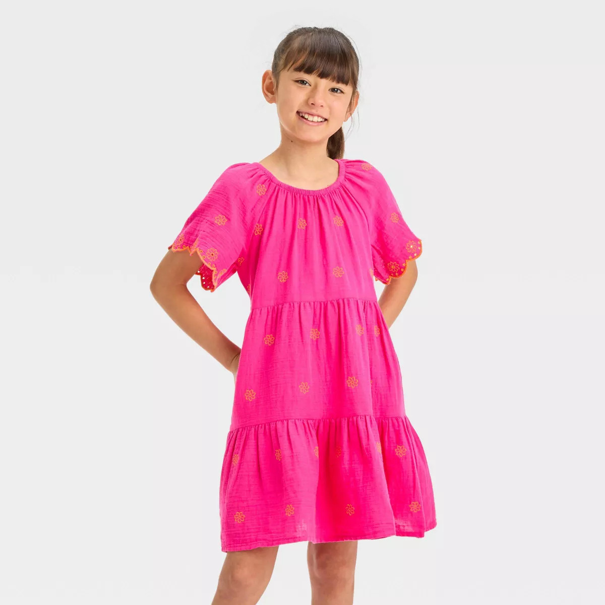 Girls' Short Sleeve Eyelet Gauze Dress - Cat & Jack™ | Target