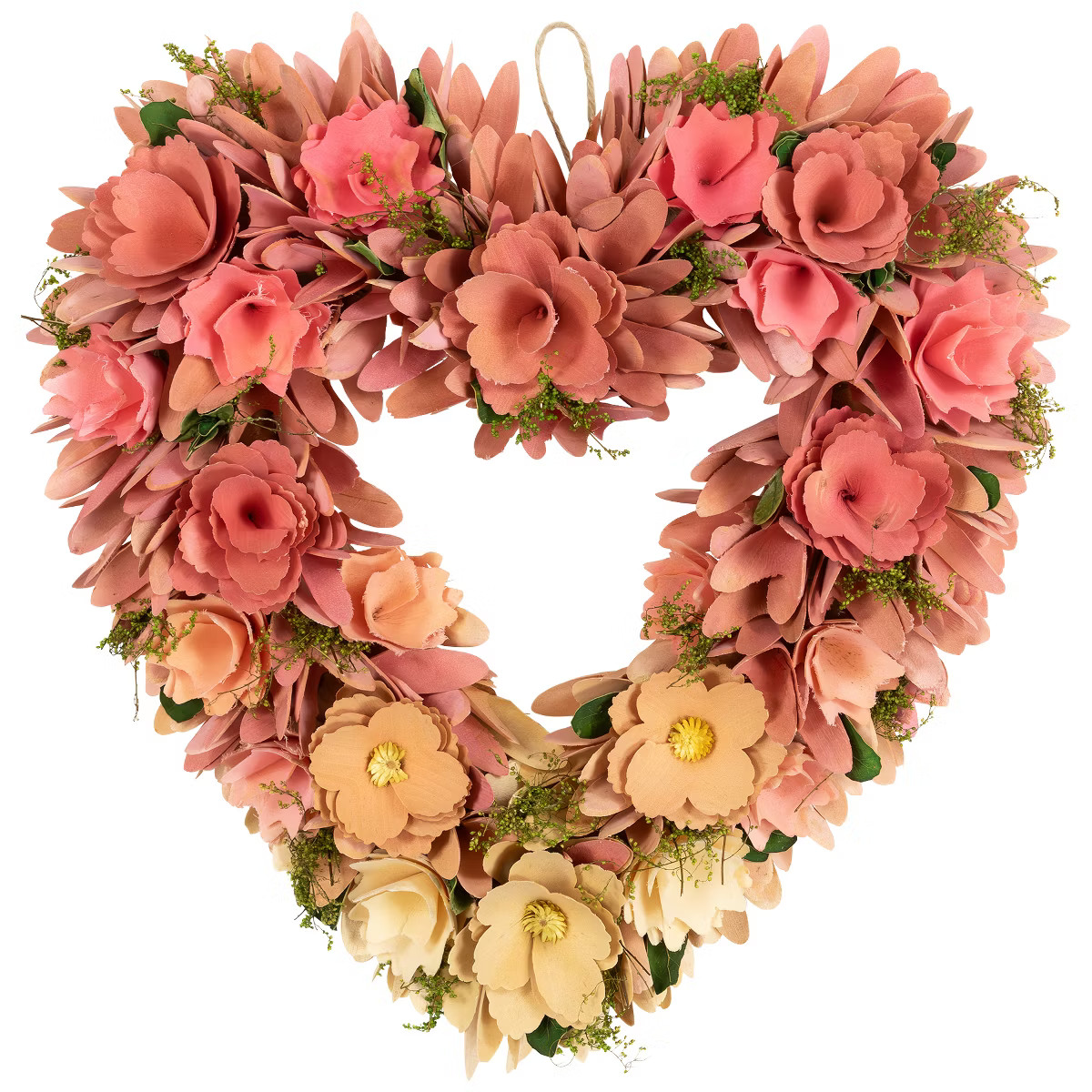 Northlight Mixed Floral Artificial Valentine's Day Heart Wreath - 15" - Pink and Yellow | Target