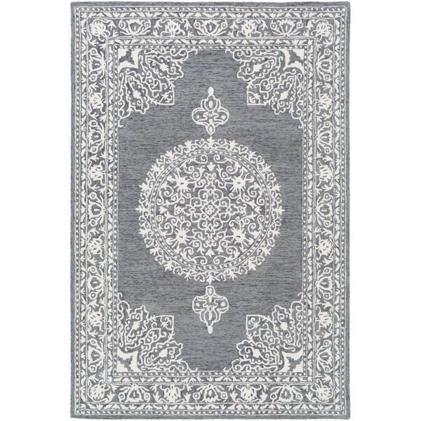 Mandira Handmade Medallion Wool Area Rug - 8' x 10' - Charcoal | Bed Bath & Beyond