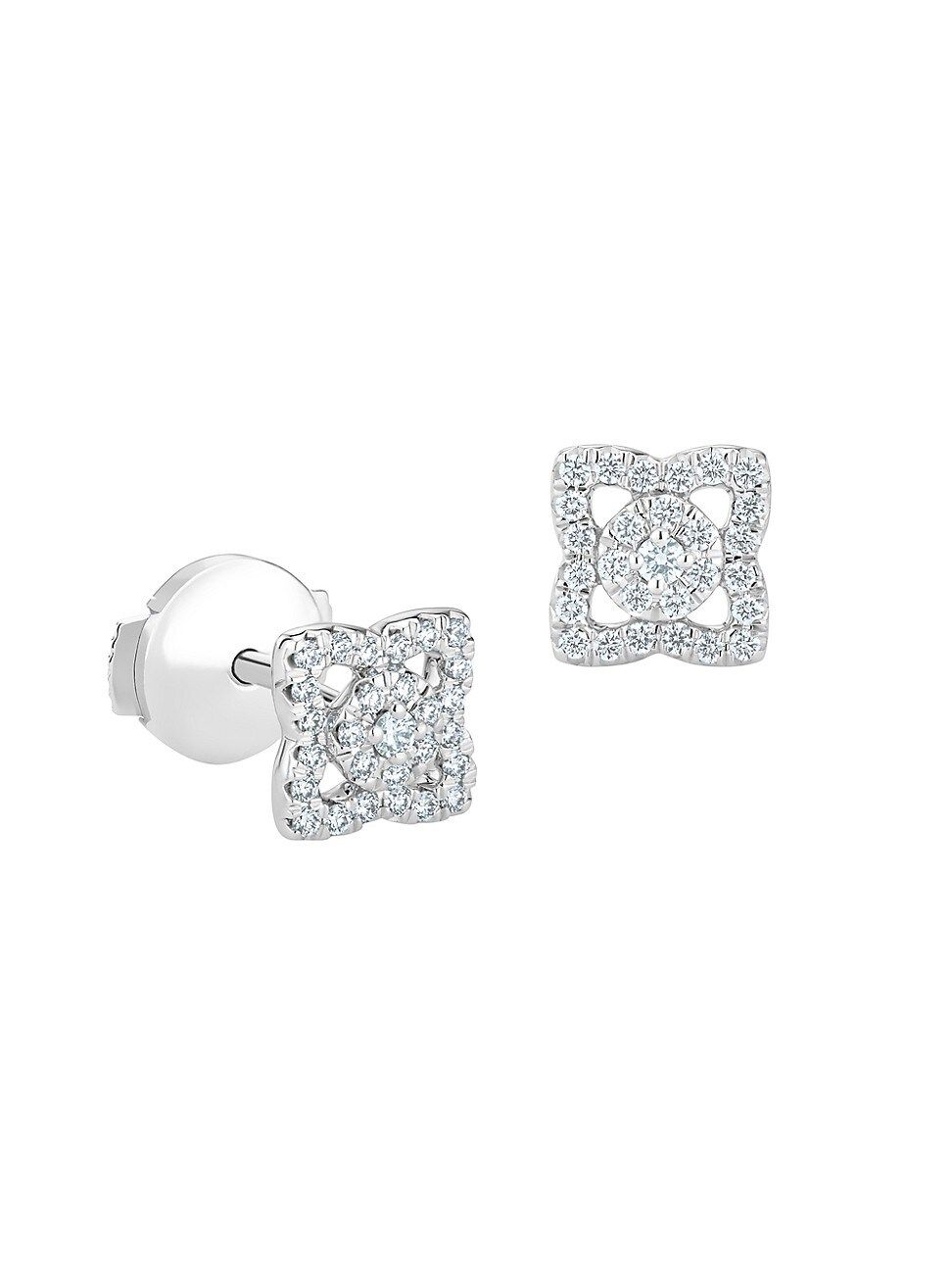 De Beers Jewellers Enchanted Lotus Diamond & 18K White Gold Mini Stud Earrings | Saks Fifth Avenue