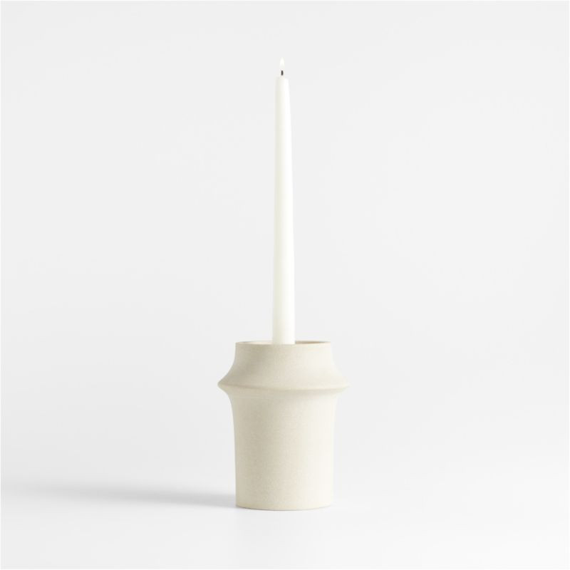 Carter Sandstone Taper/Pillar Candle Holder 6" + Reviews | Crate & Barrel | Crate & Barrel