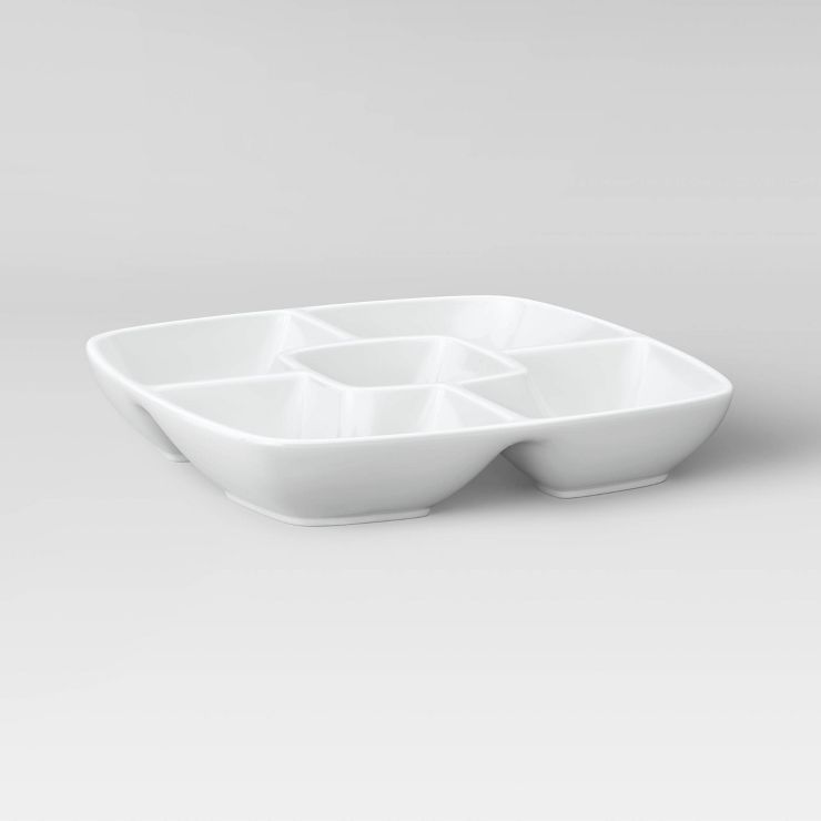 Square Porcelain Divided Serving Platter 11.5" White - Threshold&#8482; | Target