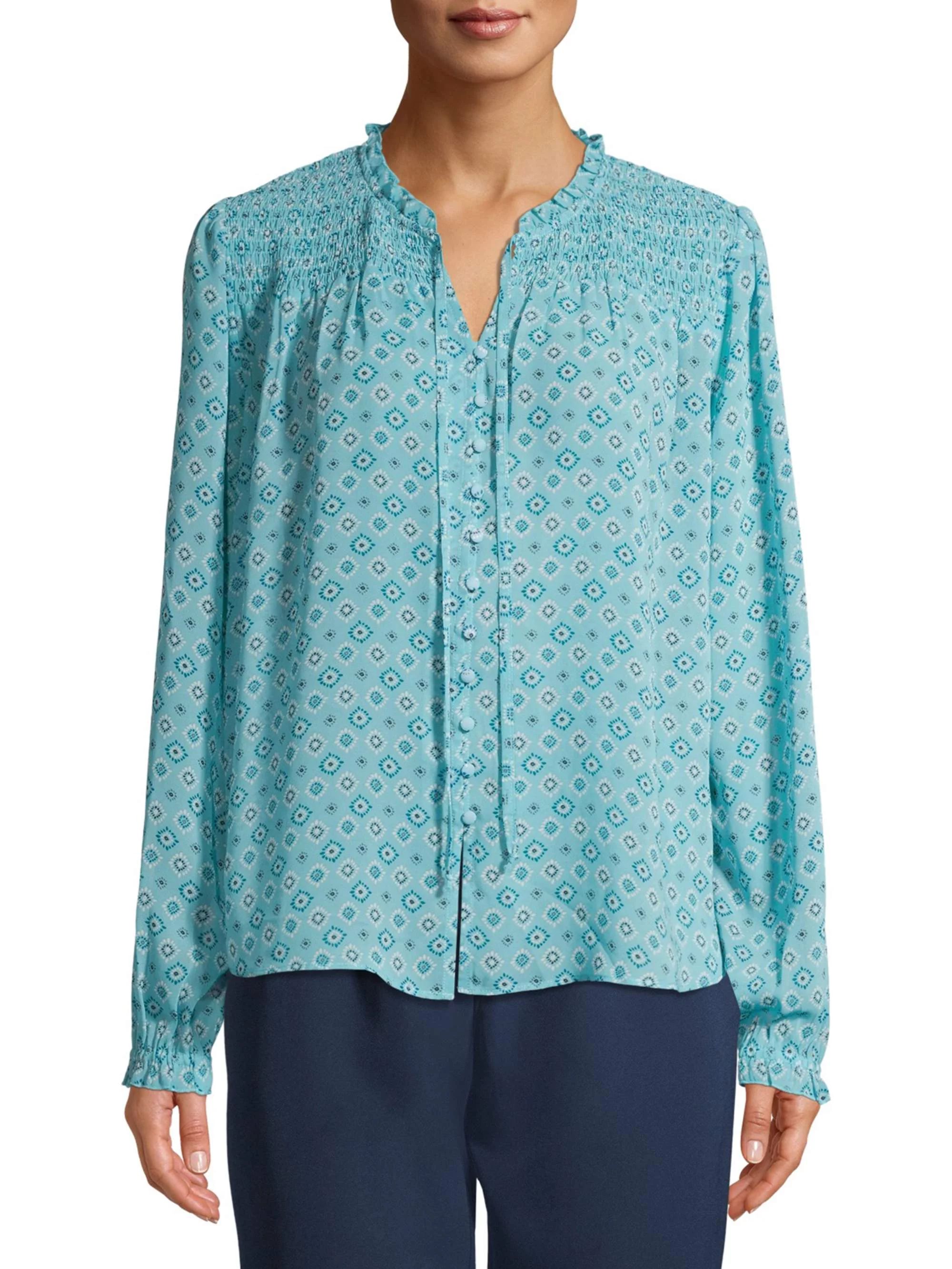 Time and Tru Women's Smocked Peasant Top | Walmart (US)