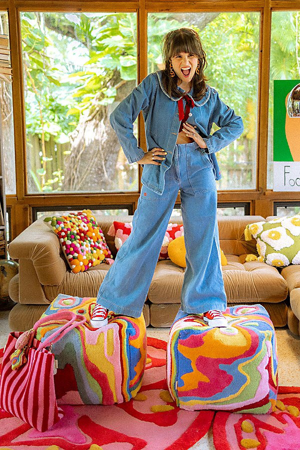 YaYa & Co. Abstract Organic Cotton Pouf in Bellows at Urban Outfitters | Urban Outfitters (US and RoW)