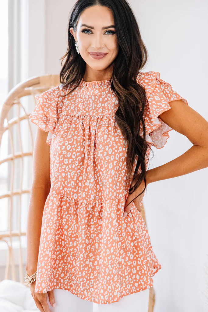 Express Yourself Sunset Orange Leopard Top | The Mint Julep Boutique
