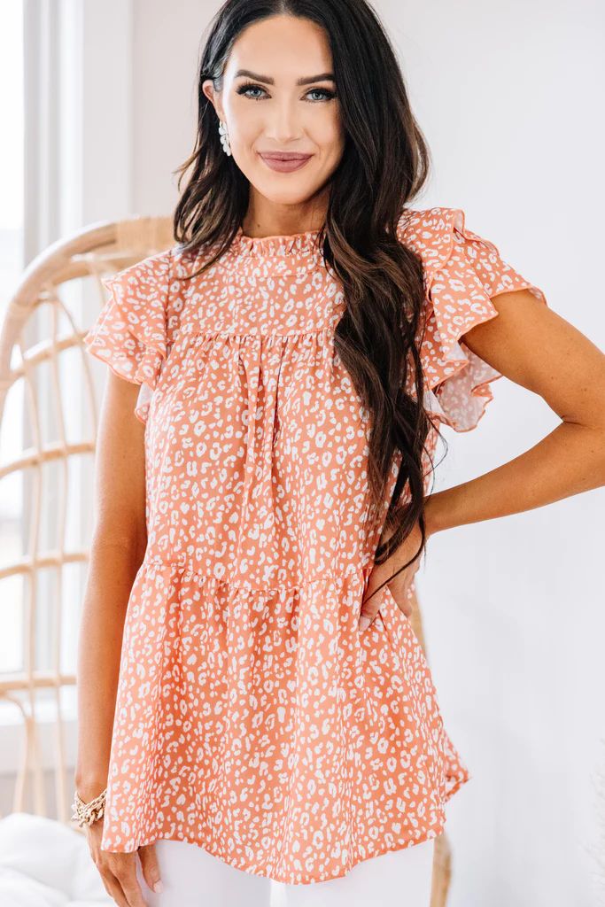 Express Yourself Sunset Orange Leopard Top | The Mint Julep Boutique