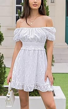 Byinns Women's Drawstring Mini Dress Sweetheart Neckline Smocked Flowy Dress Puff Long Sleeve Ruf... | Amazon (US)