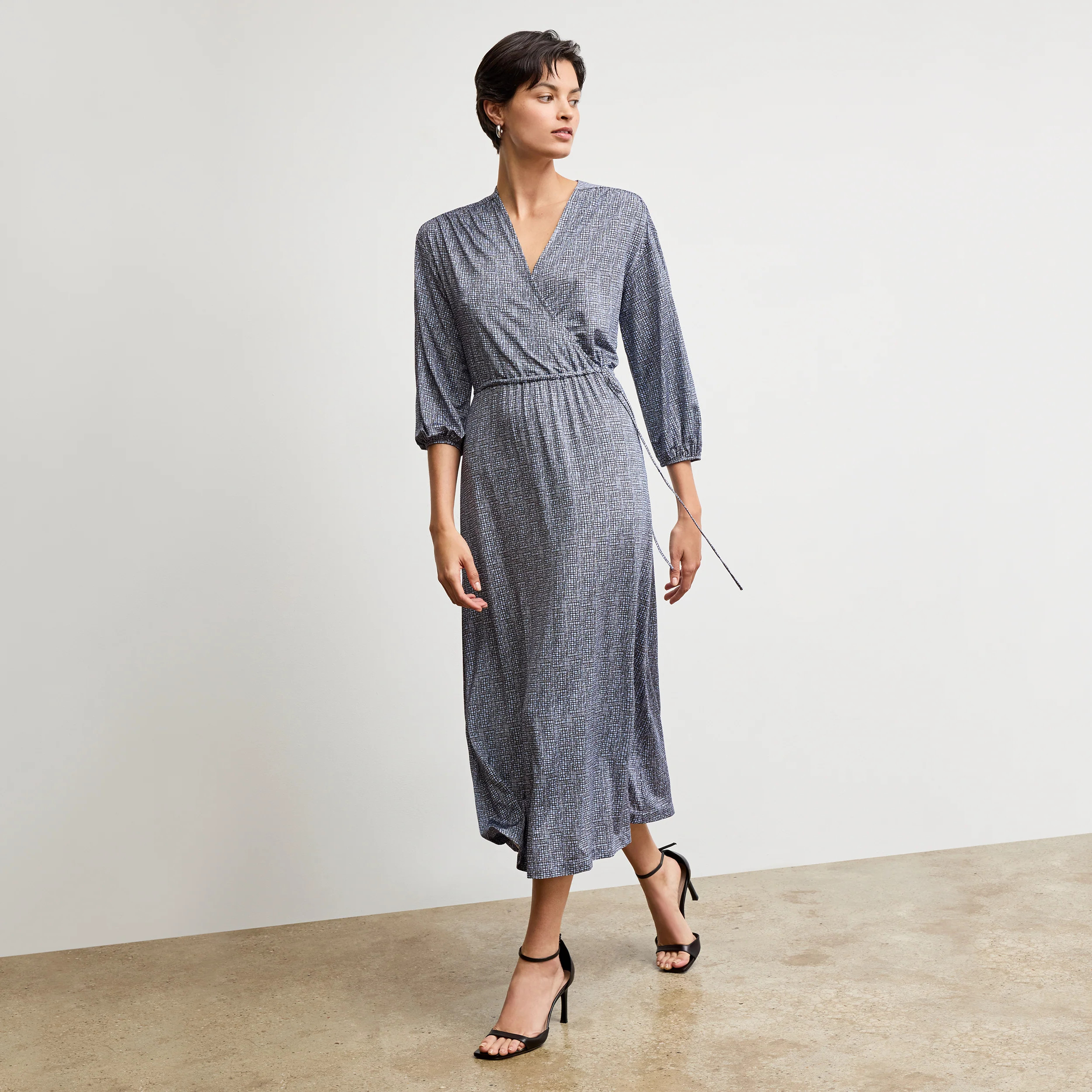 Hope Wrap Dress - Printed Jersey :: Blueprint Sketch | MM LaFleur