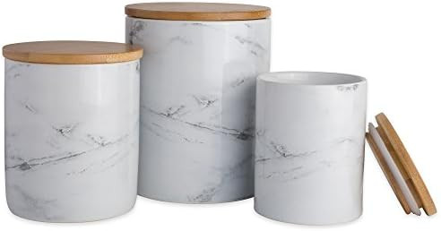 DII 5119 3-Piece Modern Ceramic Kitchen Canister with Airtight Bamboo Lid for Food Storage, (Asso... | Amazon (US)