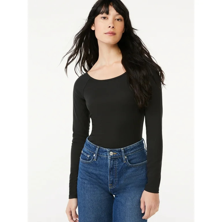 Free Assembly Women's Ballet Neck Bodysuit with Long Sleeves | Walmart (US)