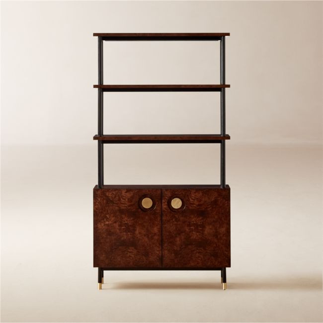Carbon Brown Burl Wood Bookshelf | CB2