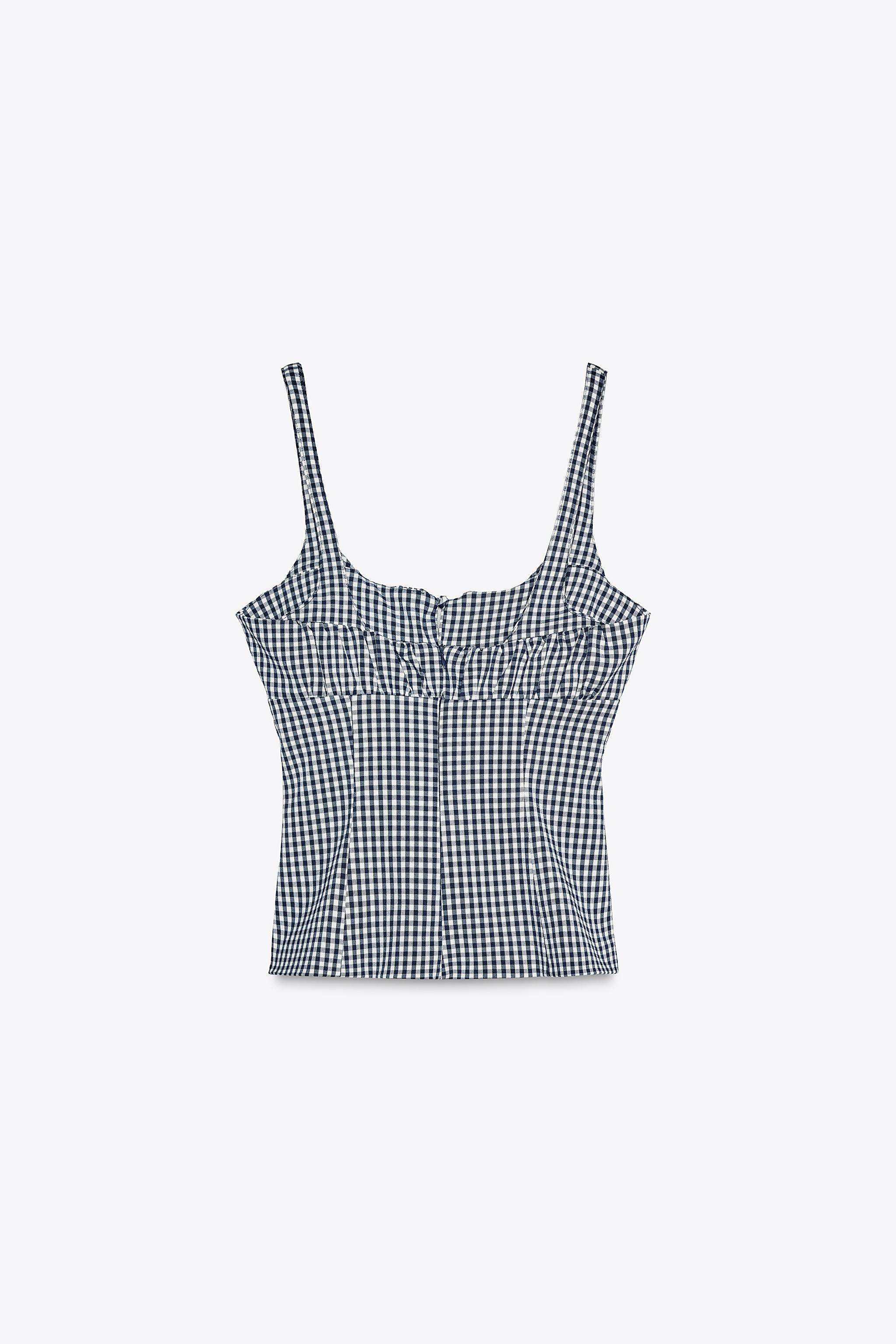 GINGHAM STRETCH TOP | Zara US