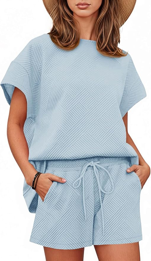 Tankaneo Womens 2 Piece Short Sets Outfits Summer Matching Lounge Set Casual Short Sleeve Tops an... | Amazon (US)