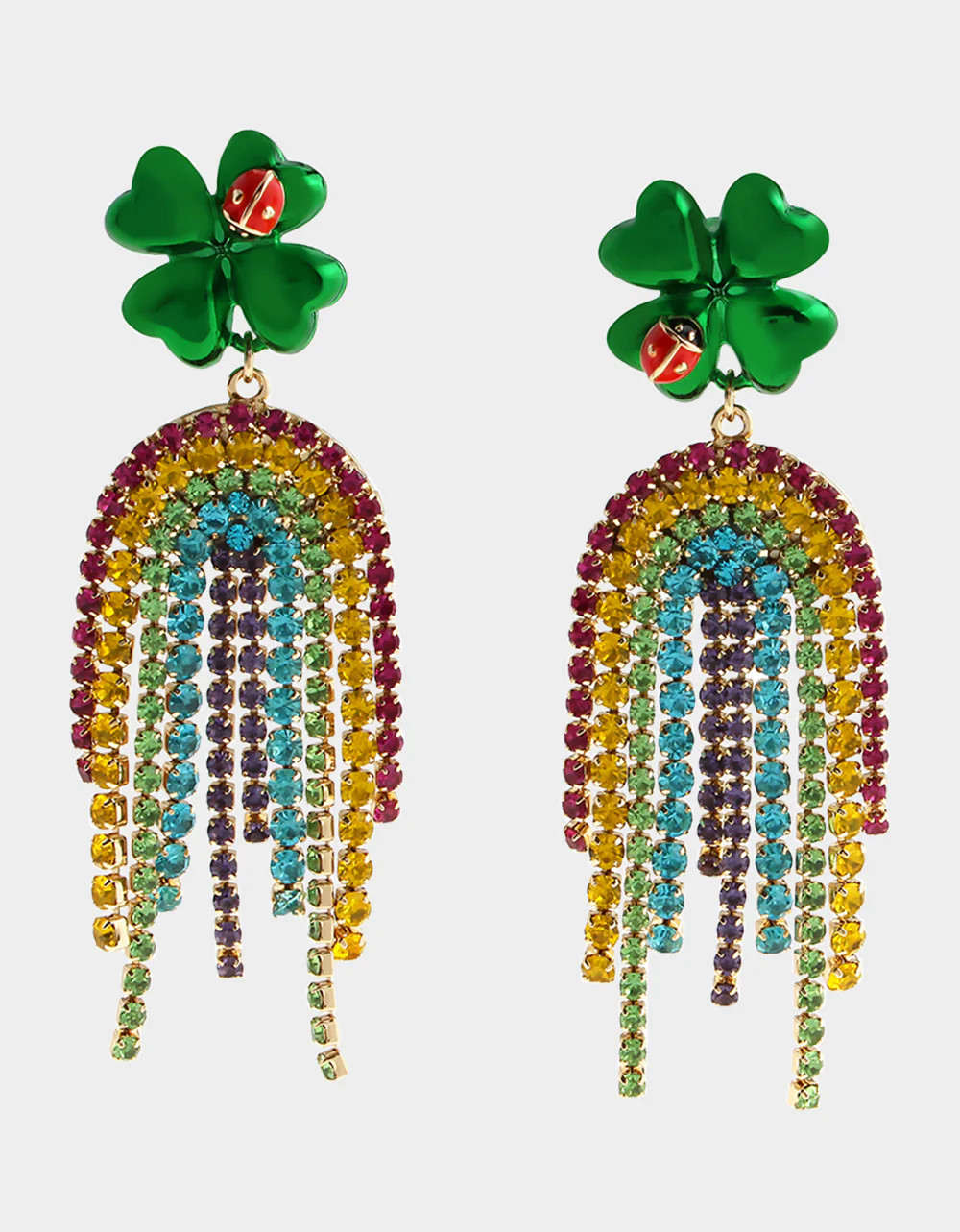 SHAMROCK RAINBOW CHANDELIER EARRINGS MULTI Women's St. Patrick's Day Shamrock Rainbow Earrings | Betsey Johnson