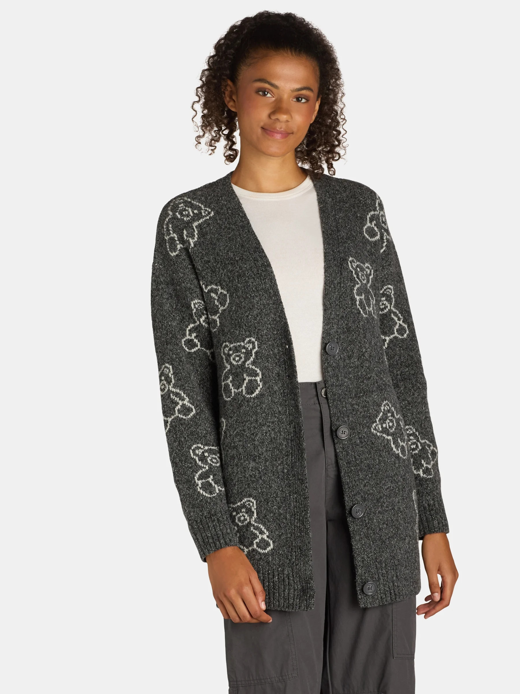 No Boundaries Conversational Cardigan, Women's and Women's Plus Sizes XXS-2XL - Walmart.com | Walmart (US)