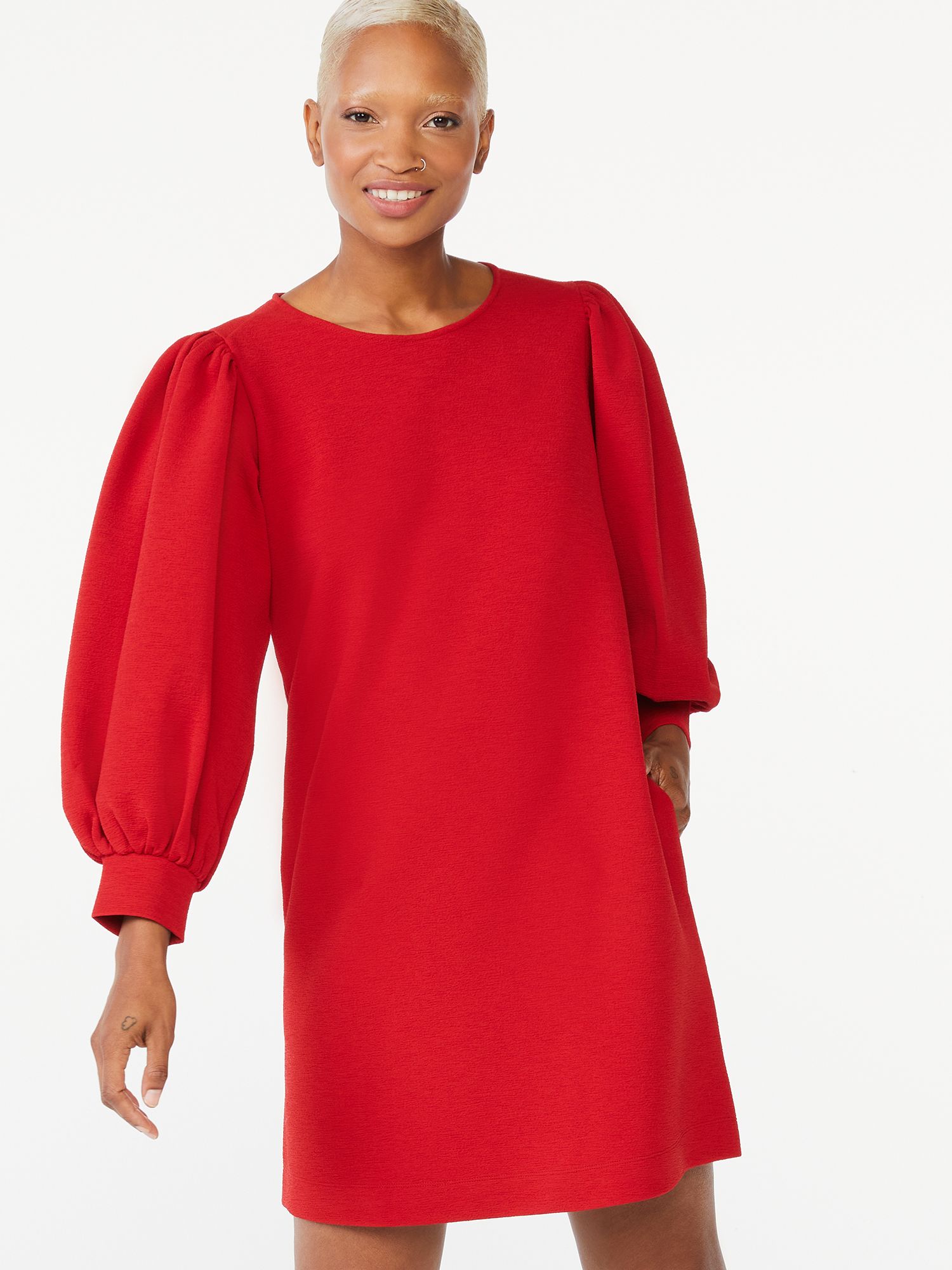 Free Assembly Women's Puff Sleeve Dress | Walmart (US)