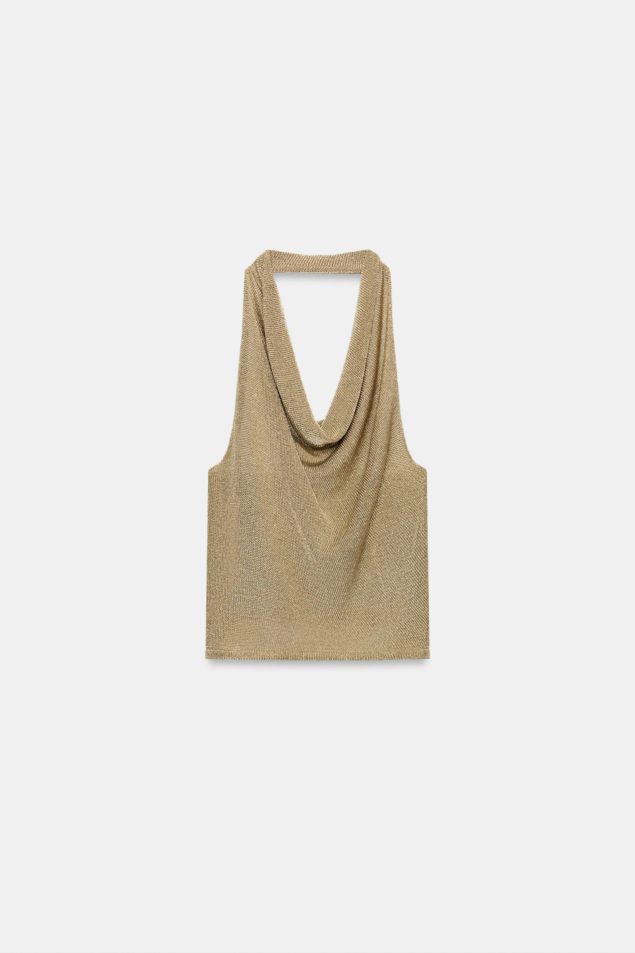 METALLIC THREAD HALTER KNIT TOP | Zara UK